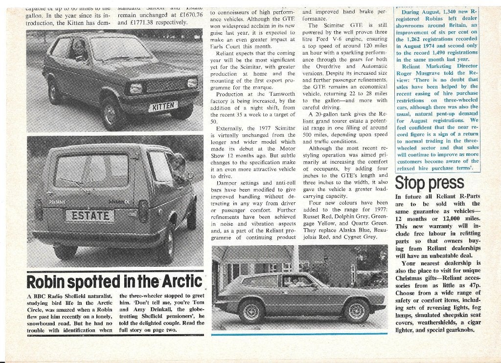 RELIANT REVIEW  1977, Livres, Enlèvement ou Envoi, Utilisé, Autres marques