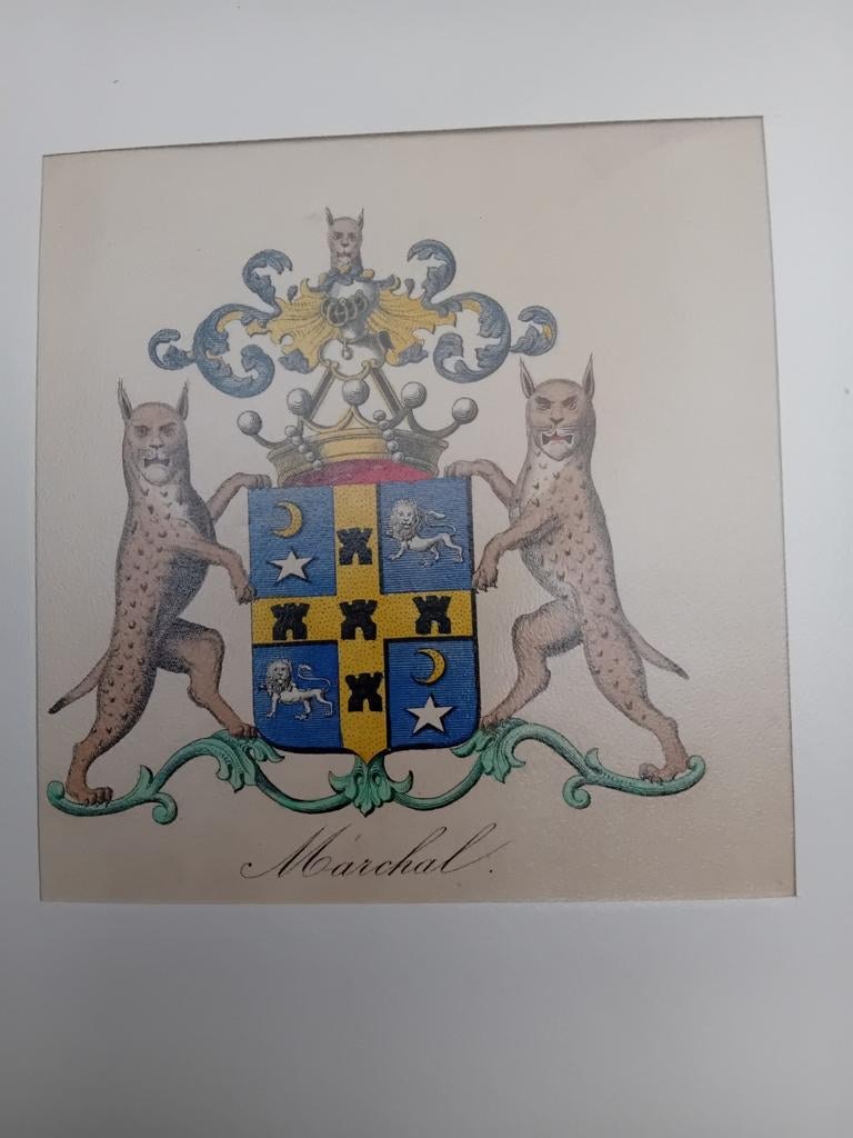 Gravure ancienne, blason de Marchal, lot 163, Enlèvement ou Envoi