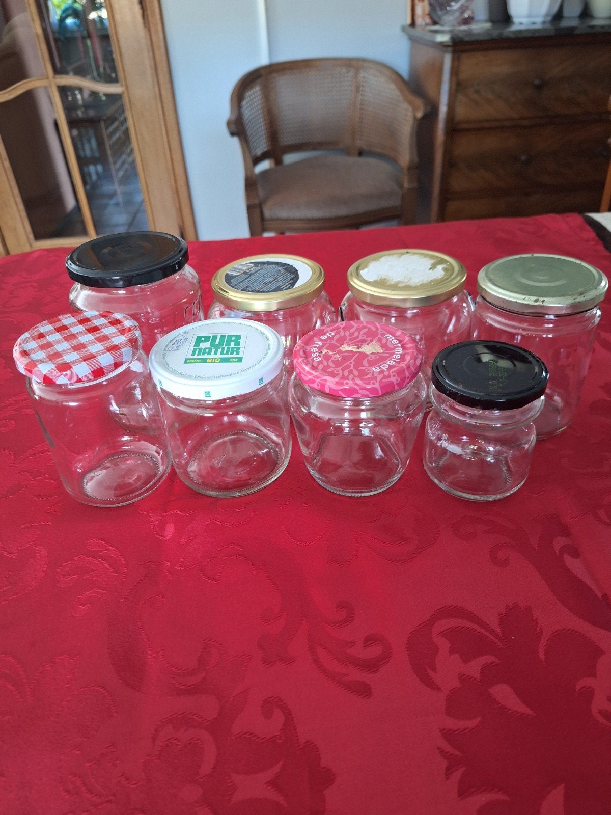 8 bocaux pour confiture  ,de dimensions différentes, Enlèvement, Comme neuf, Verre, Récipient(s)