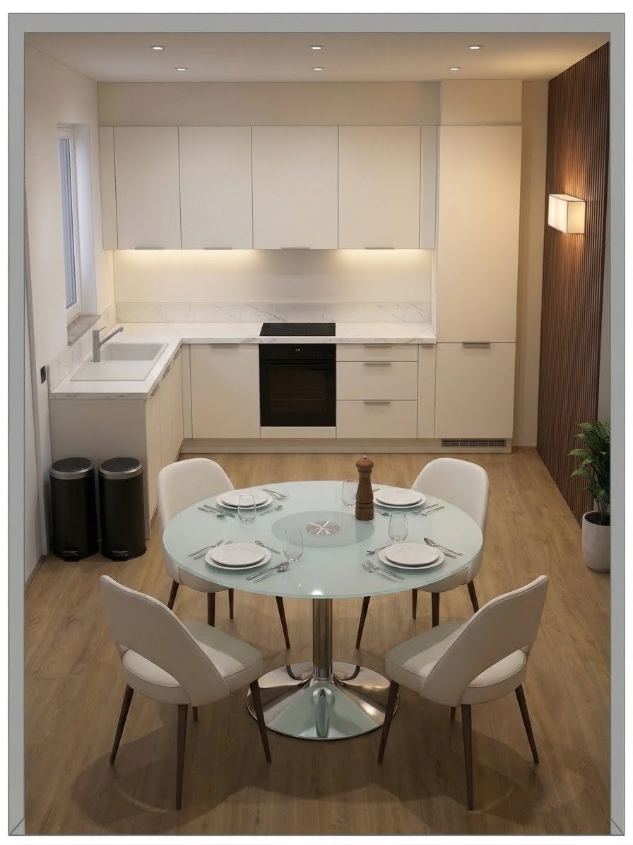 Titel: Prachtige Ronde Glazen Eettafel (Ø 110 cm), Ophalen, Gebruikt, 50 tot 100 cm, 100 tot 150 cm