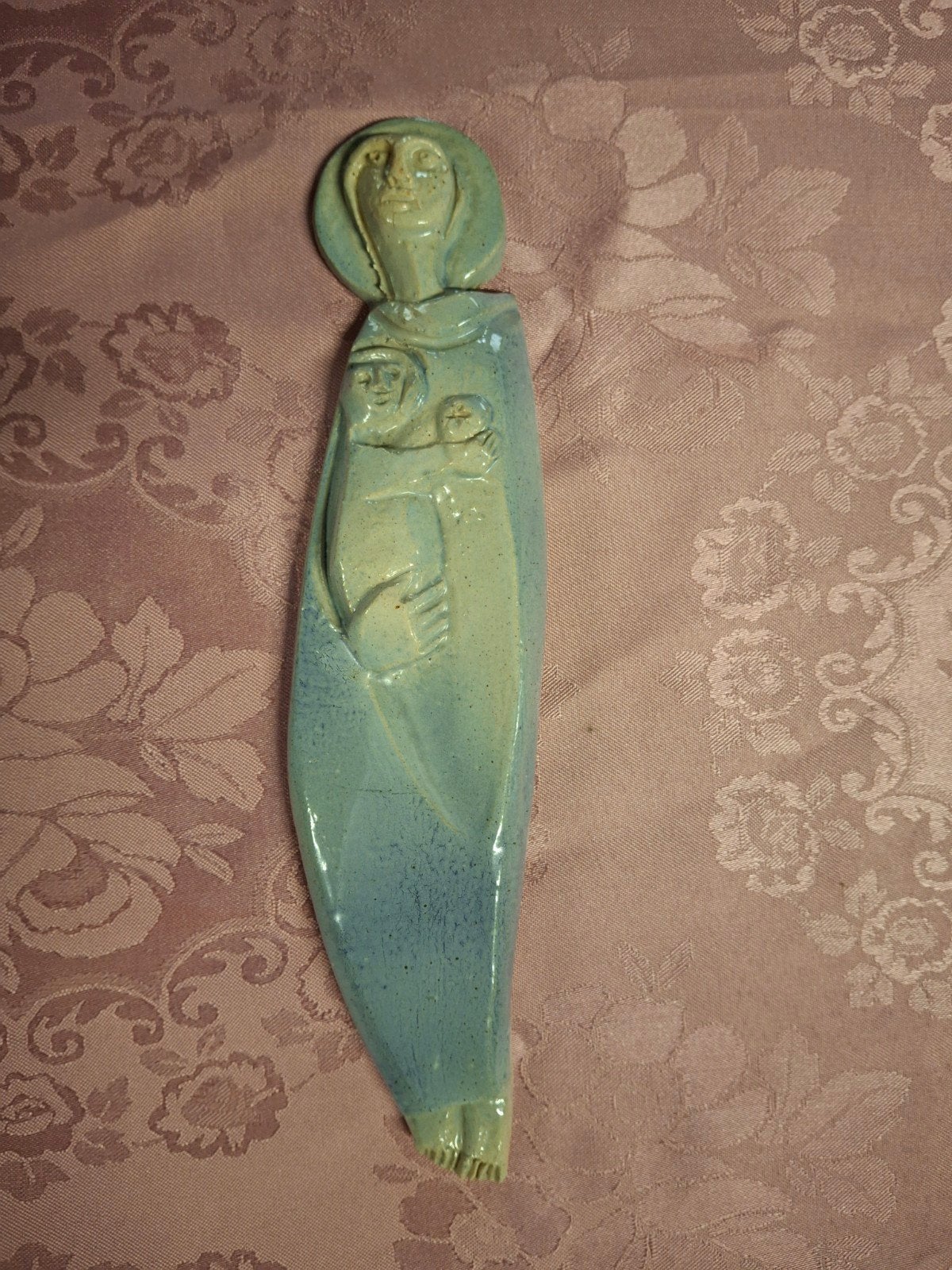 vintage j60 Maria met kind in geglazuurde keramiek, Antiek en Kunst, Ophalen