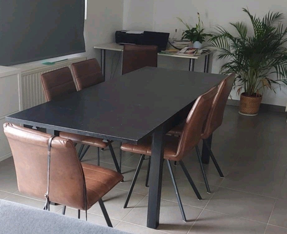 Tafel zwart IKEA 85x140/180/220, Ophalen, Gebruikt