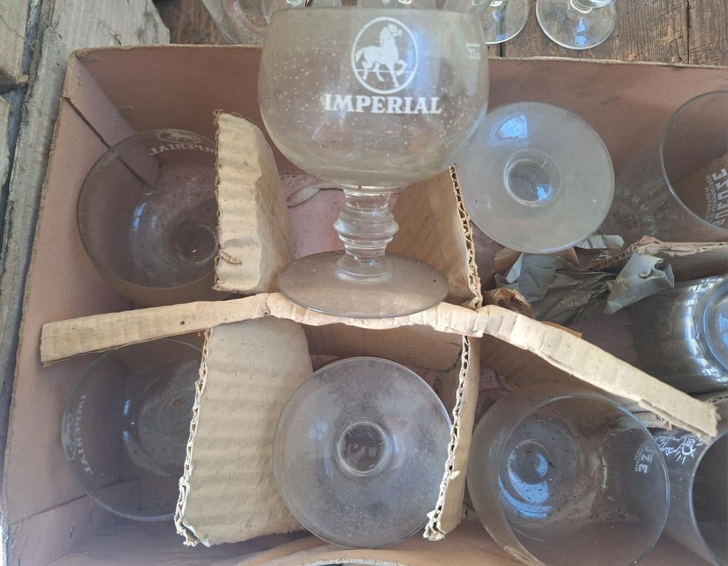 Drankreclame oude bierglazen imperial, Ophalen of Verzenden