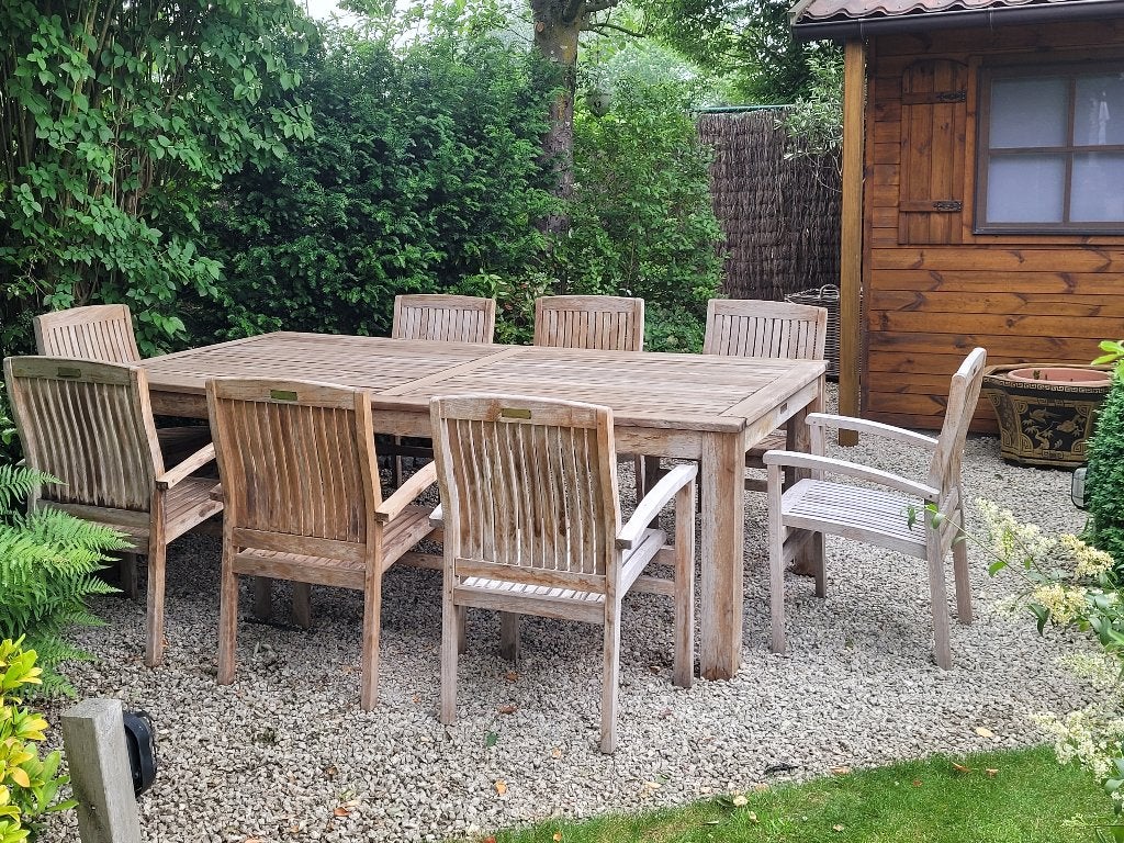 Prachtig Teak Tuinset, Ophalen, Gebruikt, Teakhout, 8 zitplaatsen
