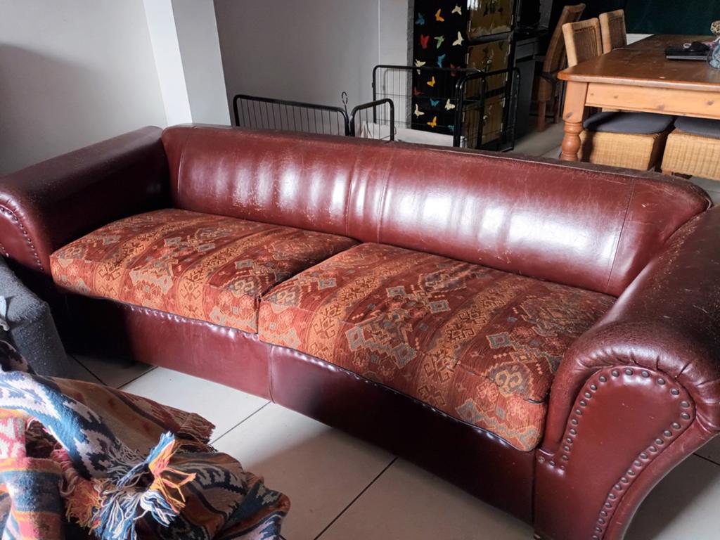 Echte Vintage Chesterfield 3 zit leren zetel, Huis en Inrichting, Ophalen