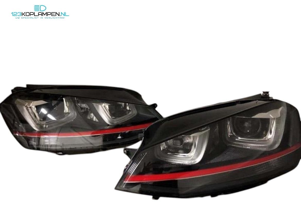 Volkswagen Golf 7 Bi-Xenon LED GTI Rood Koplampen Set 5G1941, Gebruikt, -, -, Verzenden