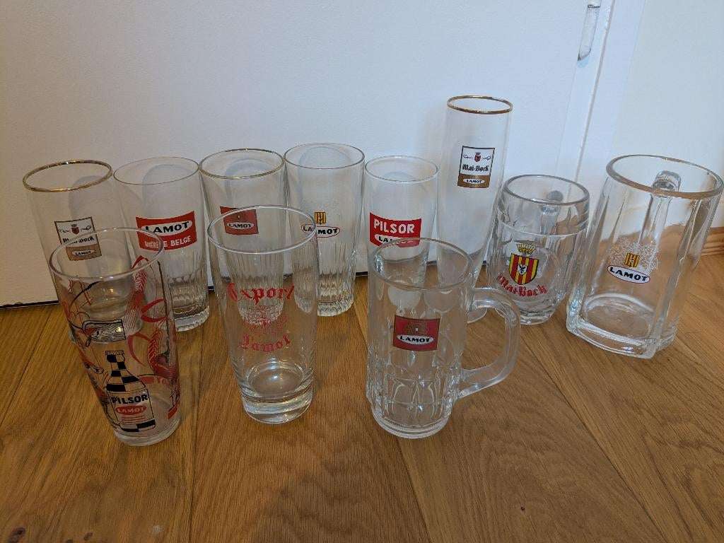 Lot de verres à bière anciens brasserie Lamot, Enlèvement