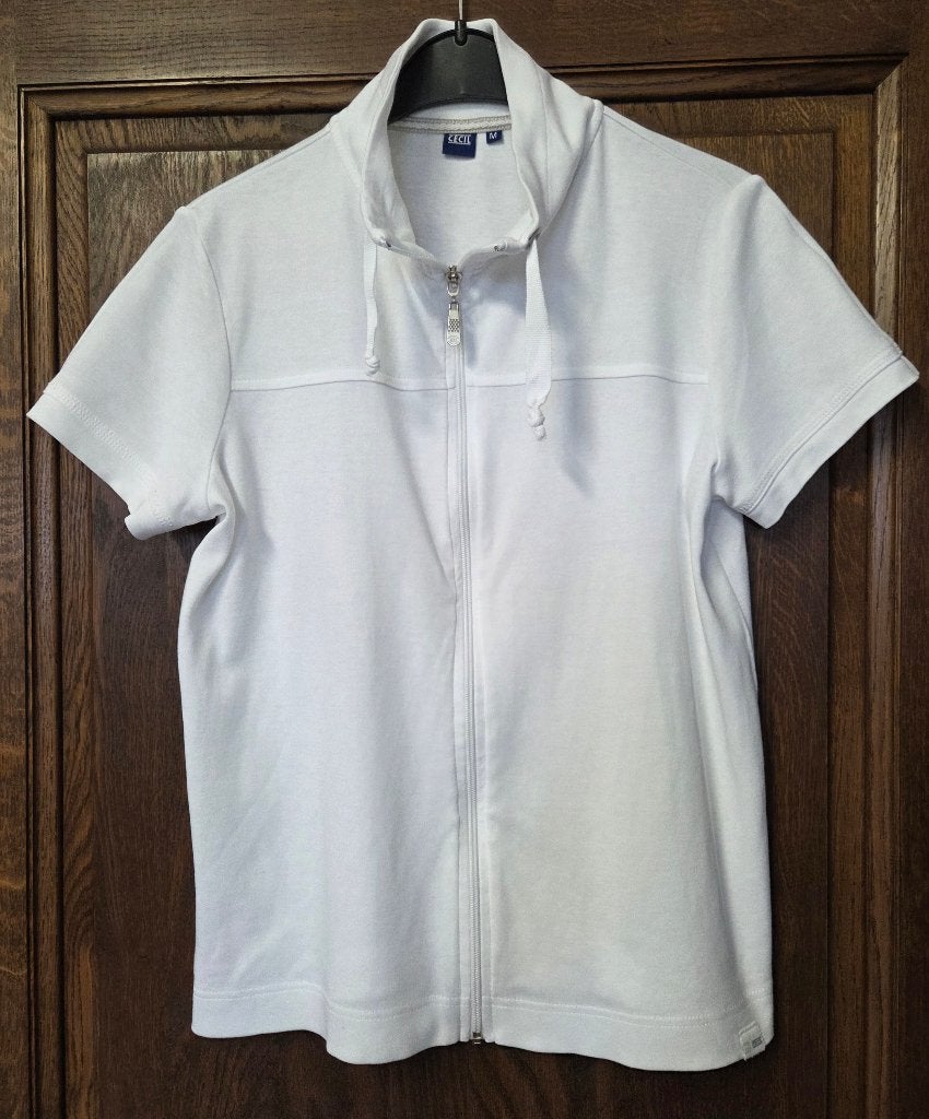 Witte sportieve cardigan met rits en korte mouwen, Cecil, M, Vêtements | Femmes, Pulls & Gilets, Enlèvement ou Envoi, Comme neuf