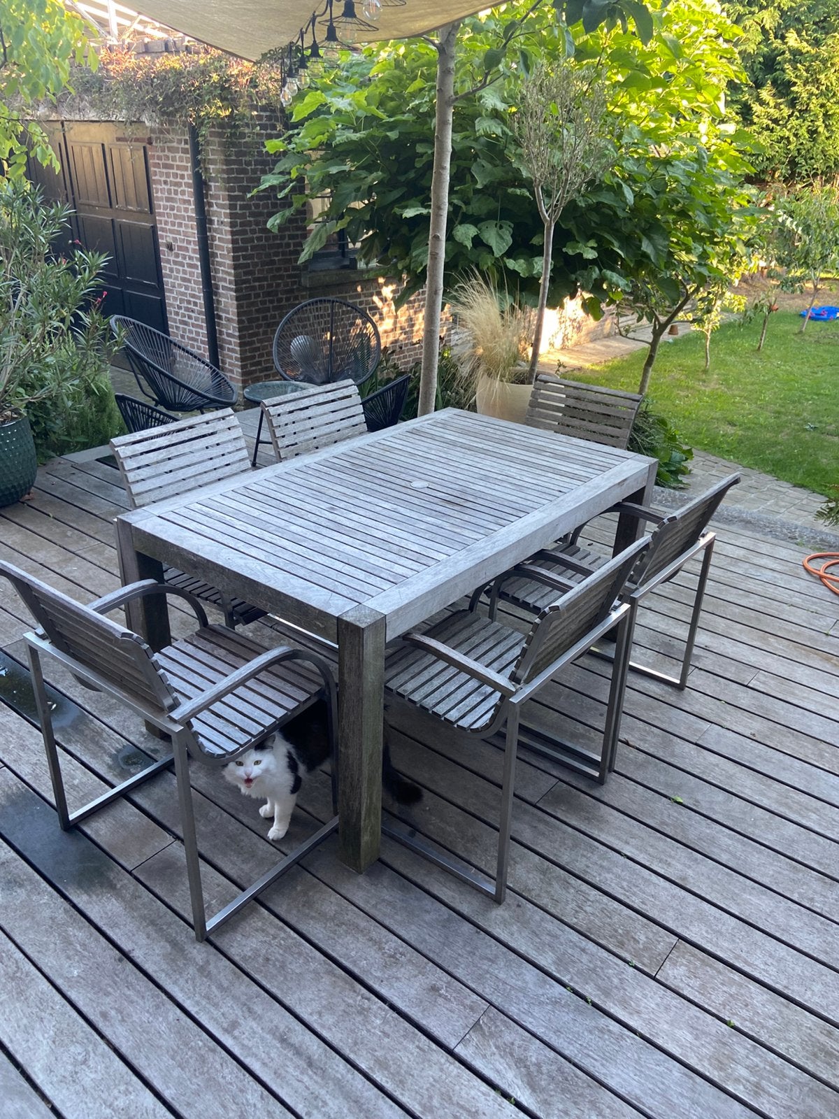 Teak houten tuinset te koop, Tuin en Terras, Ophalen, Gebruikt, 6 zitplaatsen, Teakhout