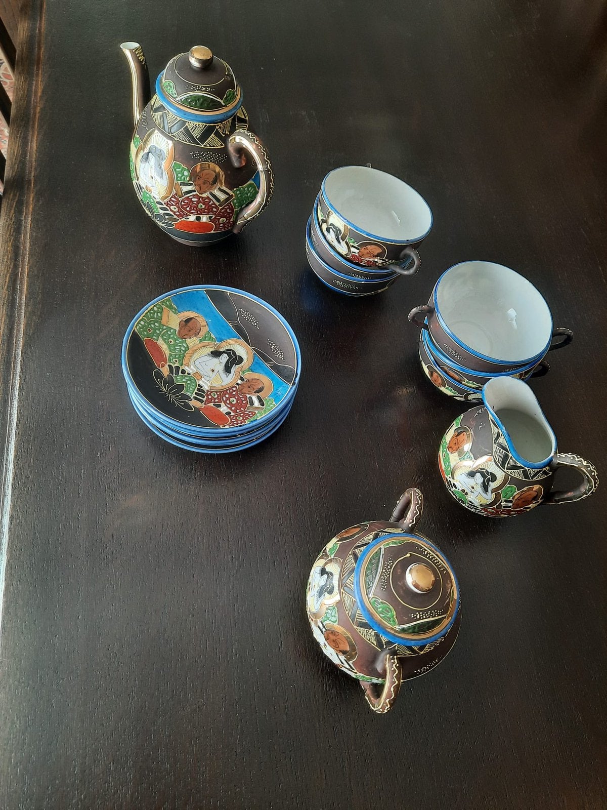 Vintage Japanse Satsuma theeset in Moriagestijl, Antiek en Kunst, Antiek | Servies compleet, Ophalen