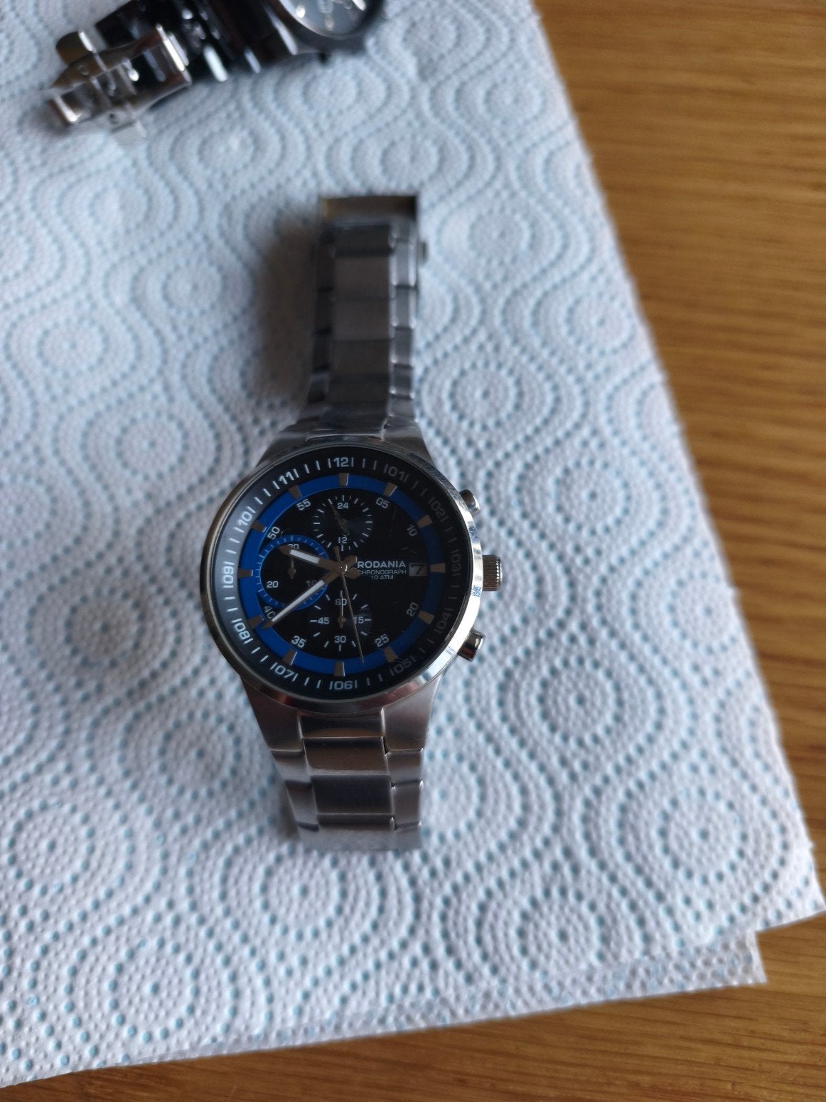 Rodania Chronograph 10 atm, Bijoux, Sacs & Beauté, Montre-bracelet, Autres marques, Enlèvement ou Envoi, Acier