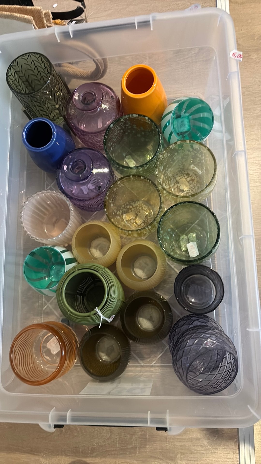 18 glazen kaarsenhouders en 2 vaasjes, Meerkleurig, Nieuw, Ophalen of Verzenden, Glas