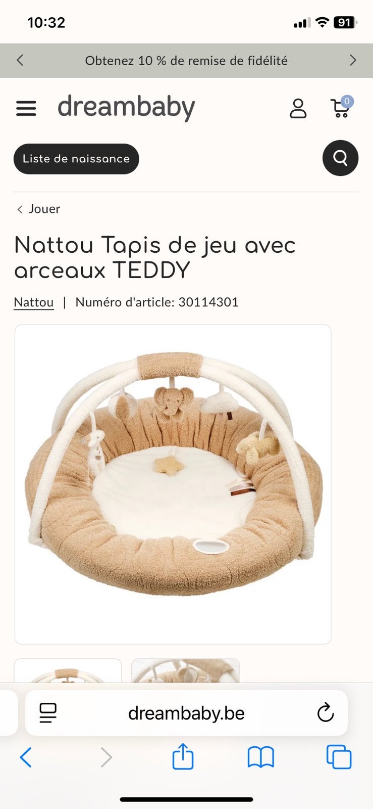 Tapis de jeux avec arceaux Teddy, Enlèvement, Comme neuf