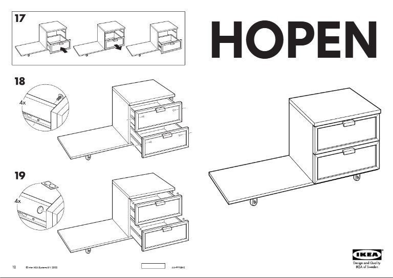 DEUX TABLES DE CHEVET IKEA HOPEN, Maison & Meubles, Comme neuf, Enlèvement, Bois, 45 à 65 cm