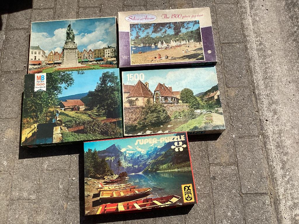 5 Puzzels van 1500 stuks, Ophalen, 500 t/m 1500 stukjes, Gebruikt, Legpuzzel