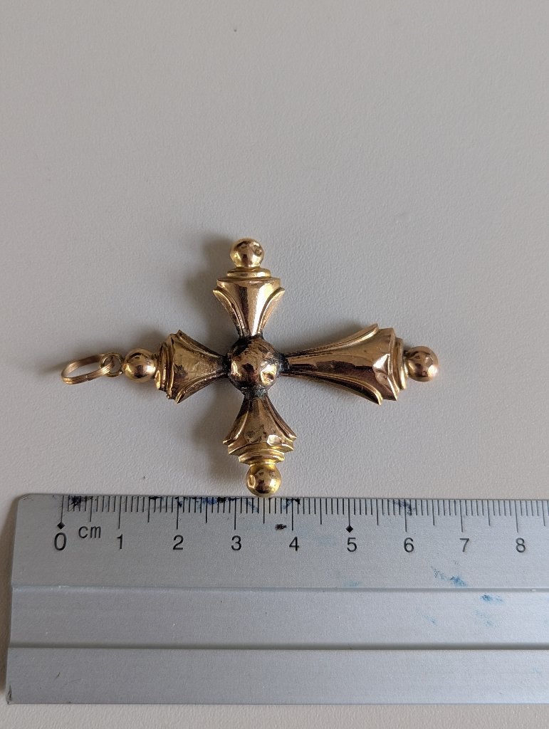 gouden kruisje + medaillon, Ophalen, Gebruikt