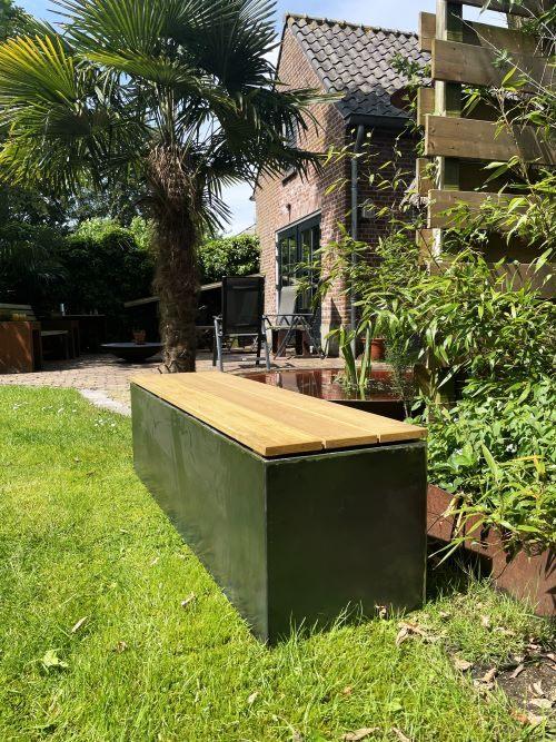 Banc de jardin en acier corten, base avec assise, Enlèvement ou Envoi, Neuf, Métal