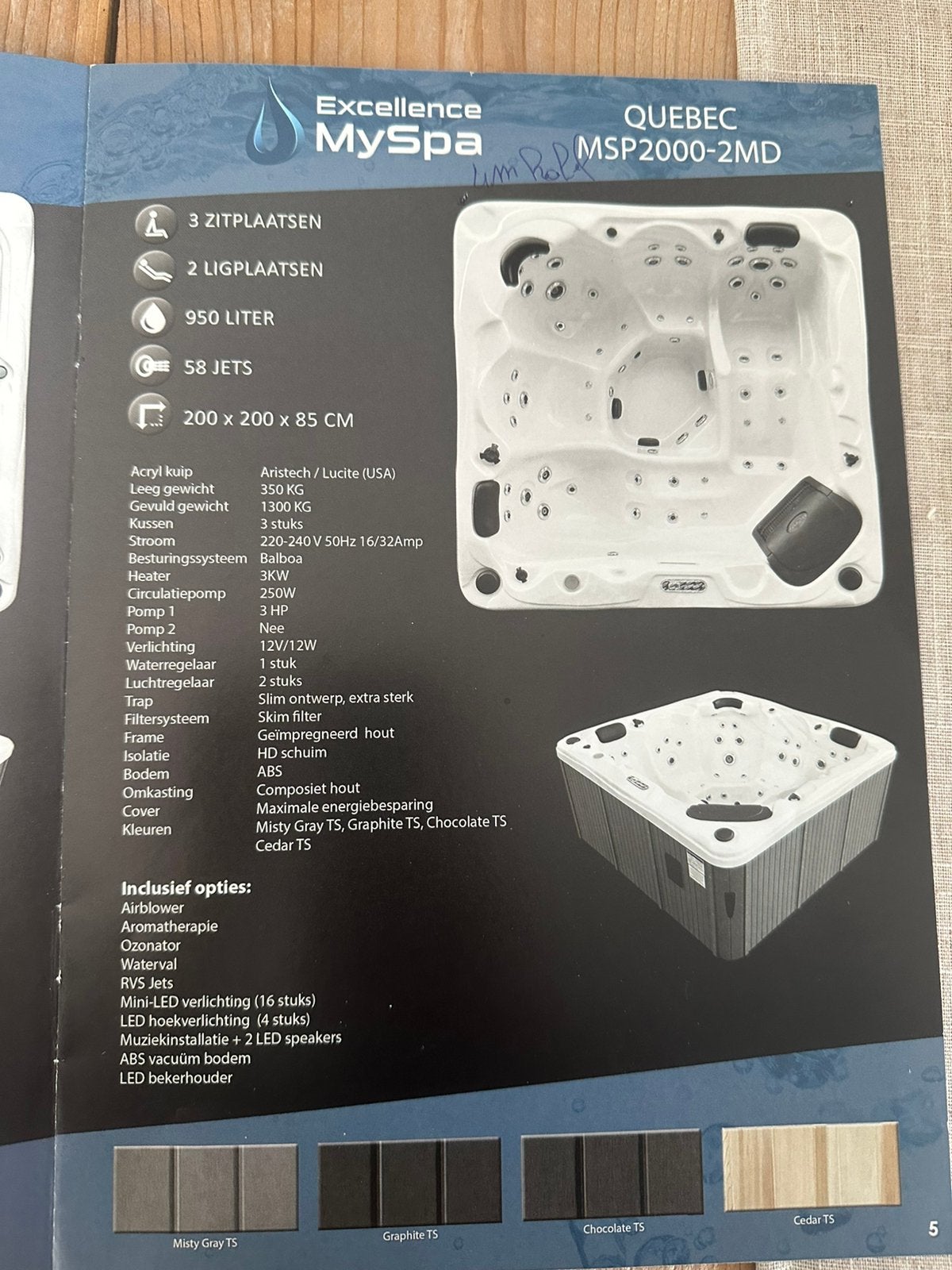Luxe 5-Persoons Jacuzzi - Excellence MySpa Quebec, Tuin en Terras, Ophalen, Gebruikt, Trap, Vast
