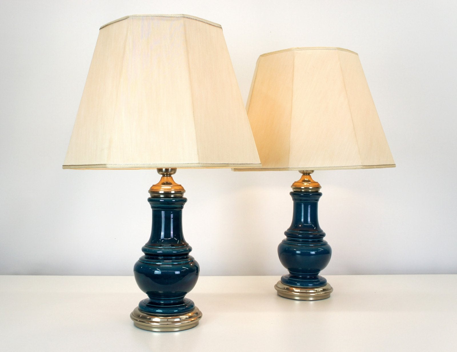 Blauw geglazuurde tafellampen uit keramiek, Blauw, Ophalen of Verzenden, Gebruikt, Keramiek