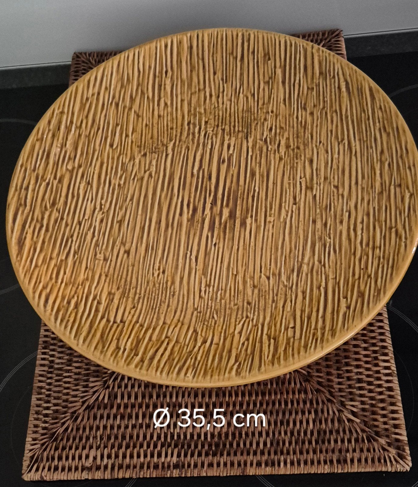 Vintage Boch Frères Keralux serveerschaal Paille Ø 35,5 cm, Antiek en Kunst, Curiosa en Brocante, Ophalen