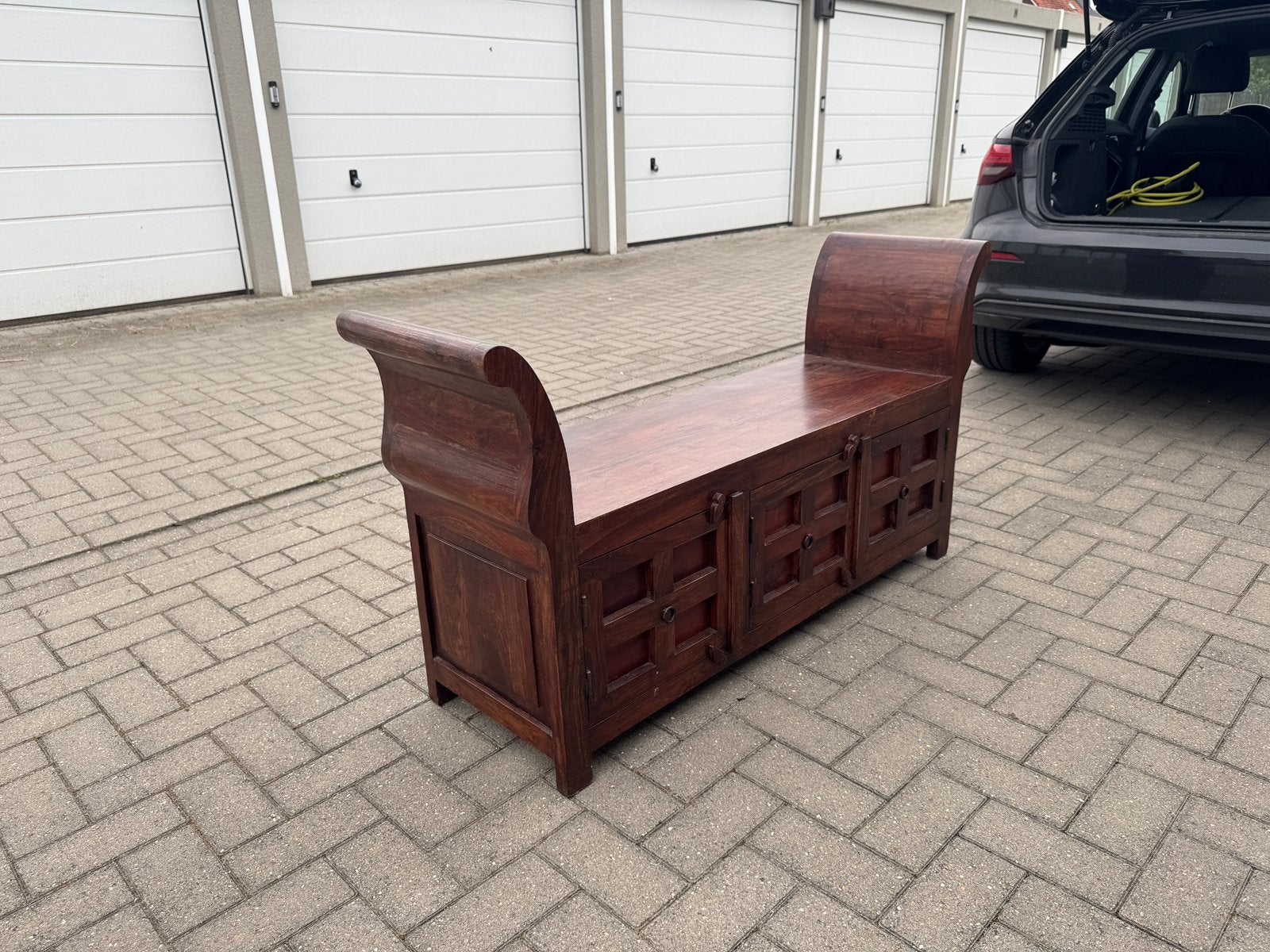 Zeer mooie houten zitbank met opbergruimte van echt hout, Ophalen