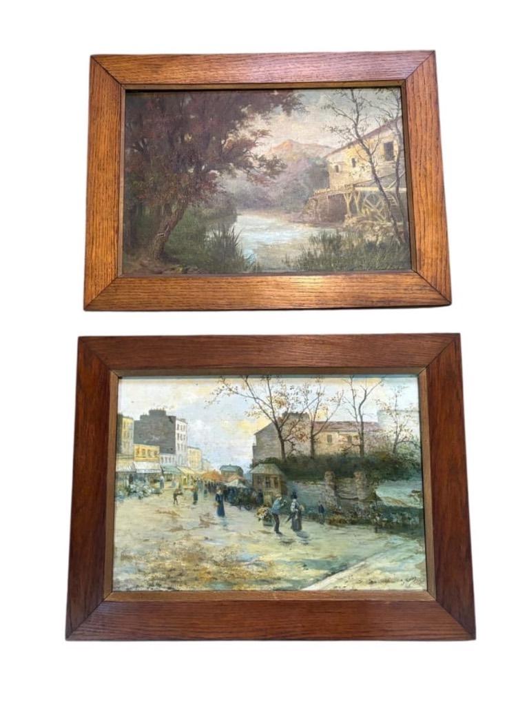 2 antieke schilderijen van J. Mondon,1912, Enlèvement