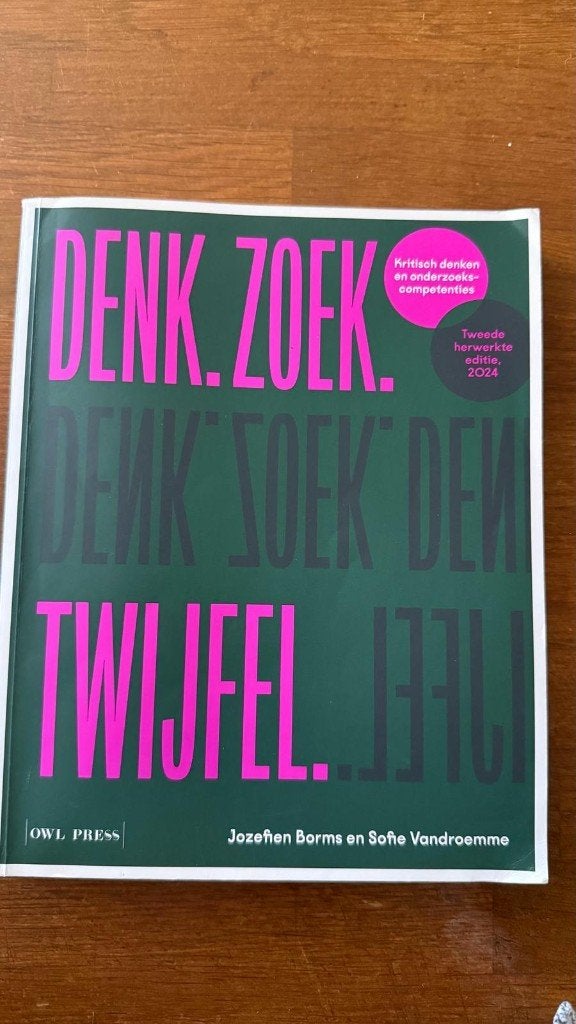 Denk zoek twijfel Handboek, Boeken, Ophalen of Verzenden, Zo goed als nieuw, Hogeschool, Jozefien Borms en Sofie Vandroemme