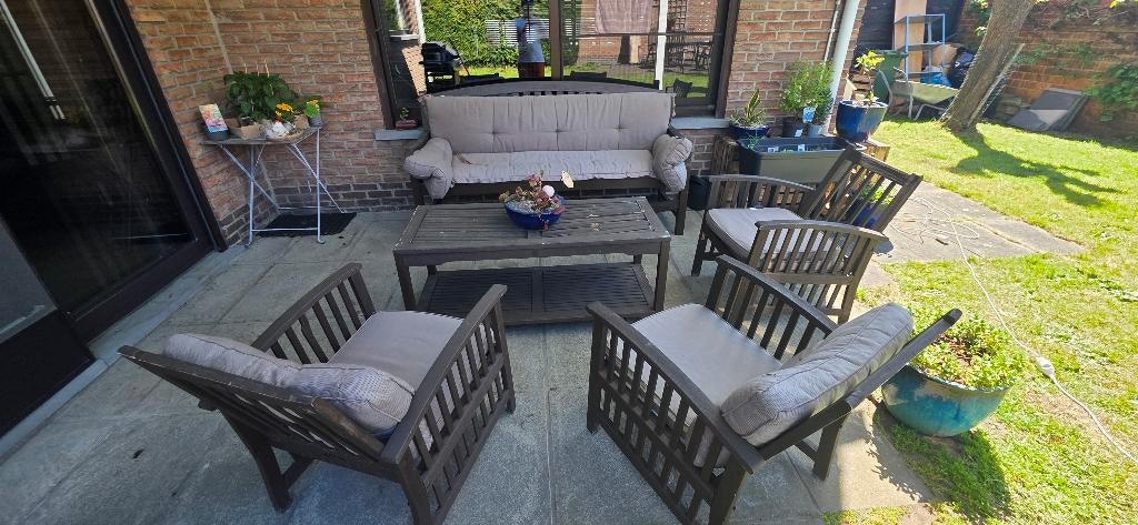 Tuinset lounge eettafel, Tuin en Terras, Ophalen, Gebruikt, Bank, Teakhout