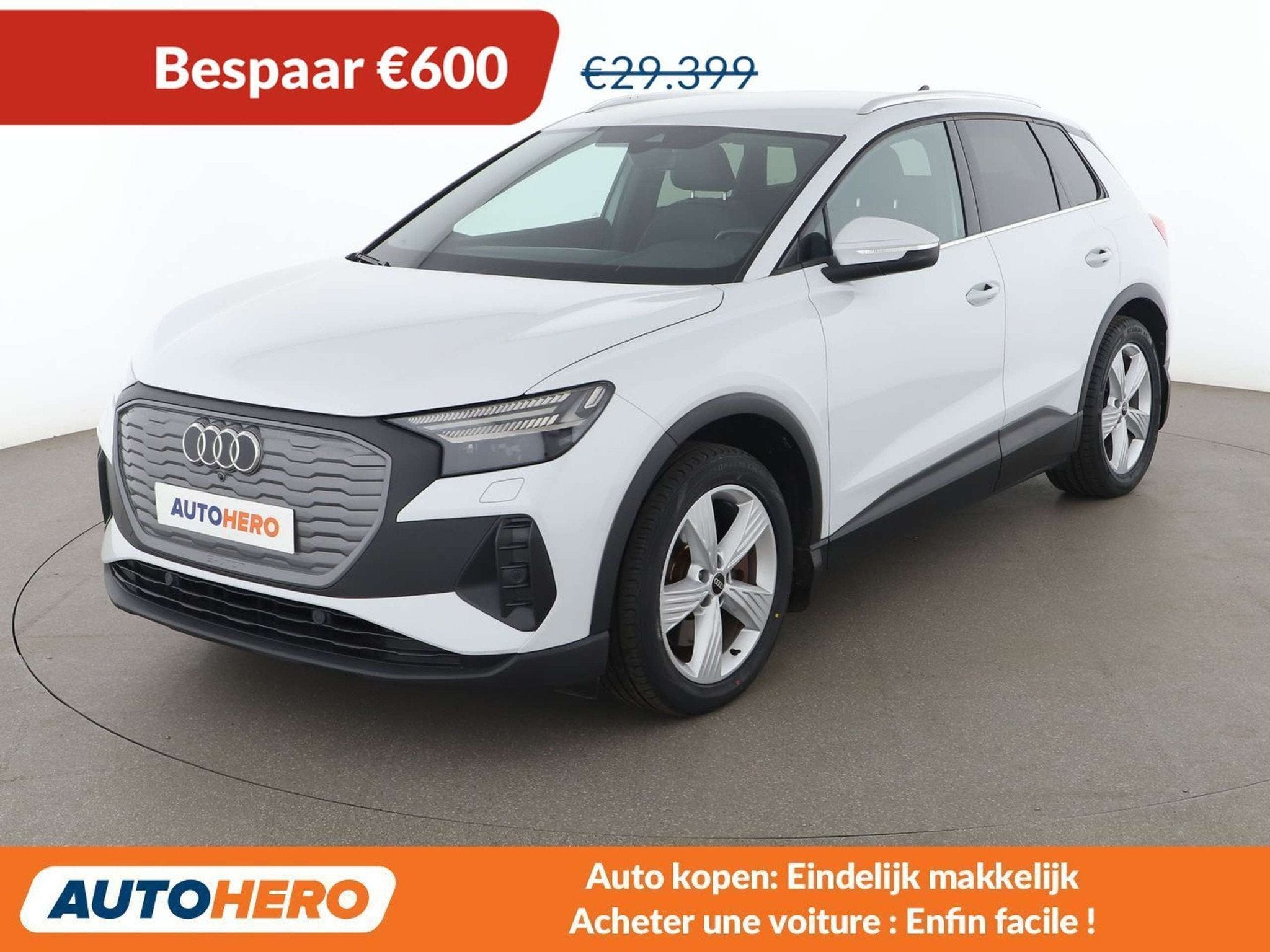 Audi Q4 e-tron 40 e-tron (bj 2022, automaat), Auto's, Achterwielaandrijving, Gebruikt, Wit, Leder