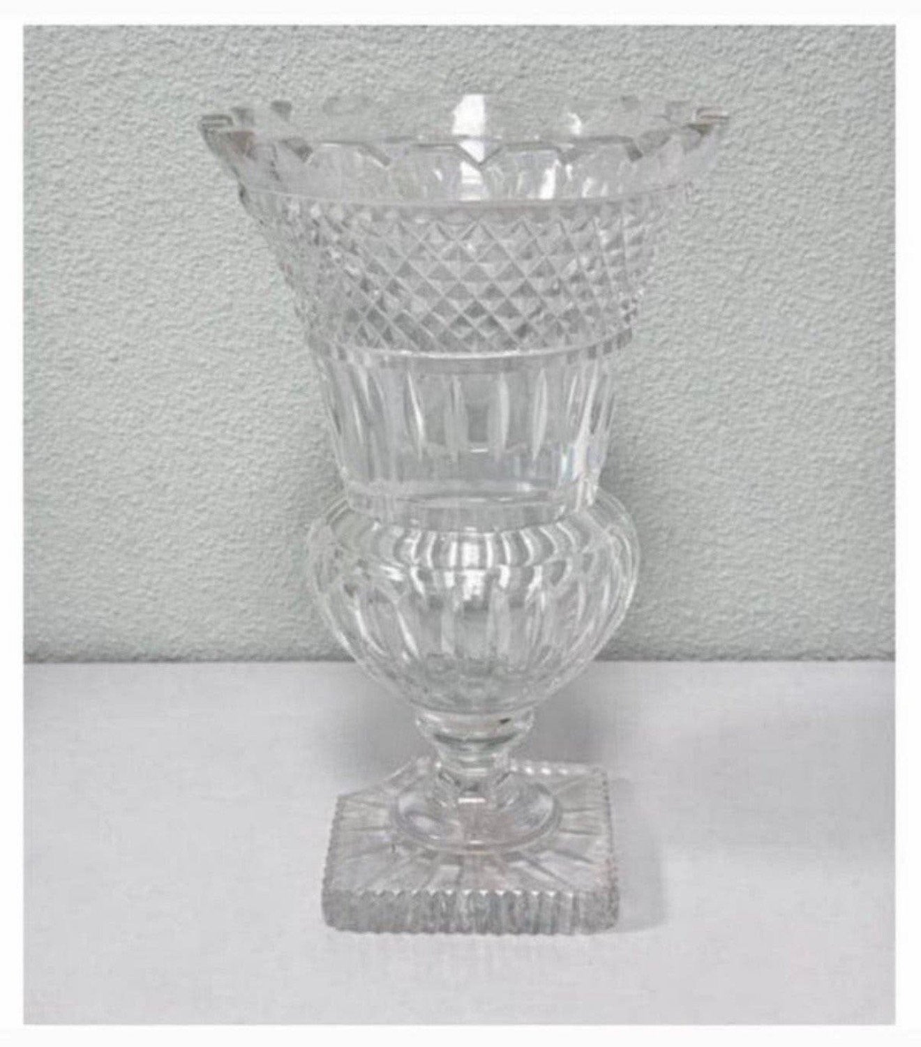 Grand vase à fleurs antique en cristal transparent, Antiquités & Art, Enlèvement ou Envoi