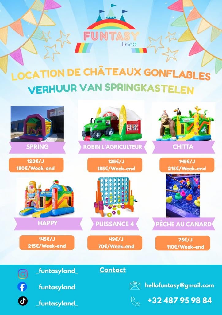 Location de châteaux gonflables, Enlèvement, Comme neuf