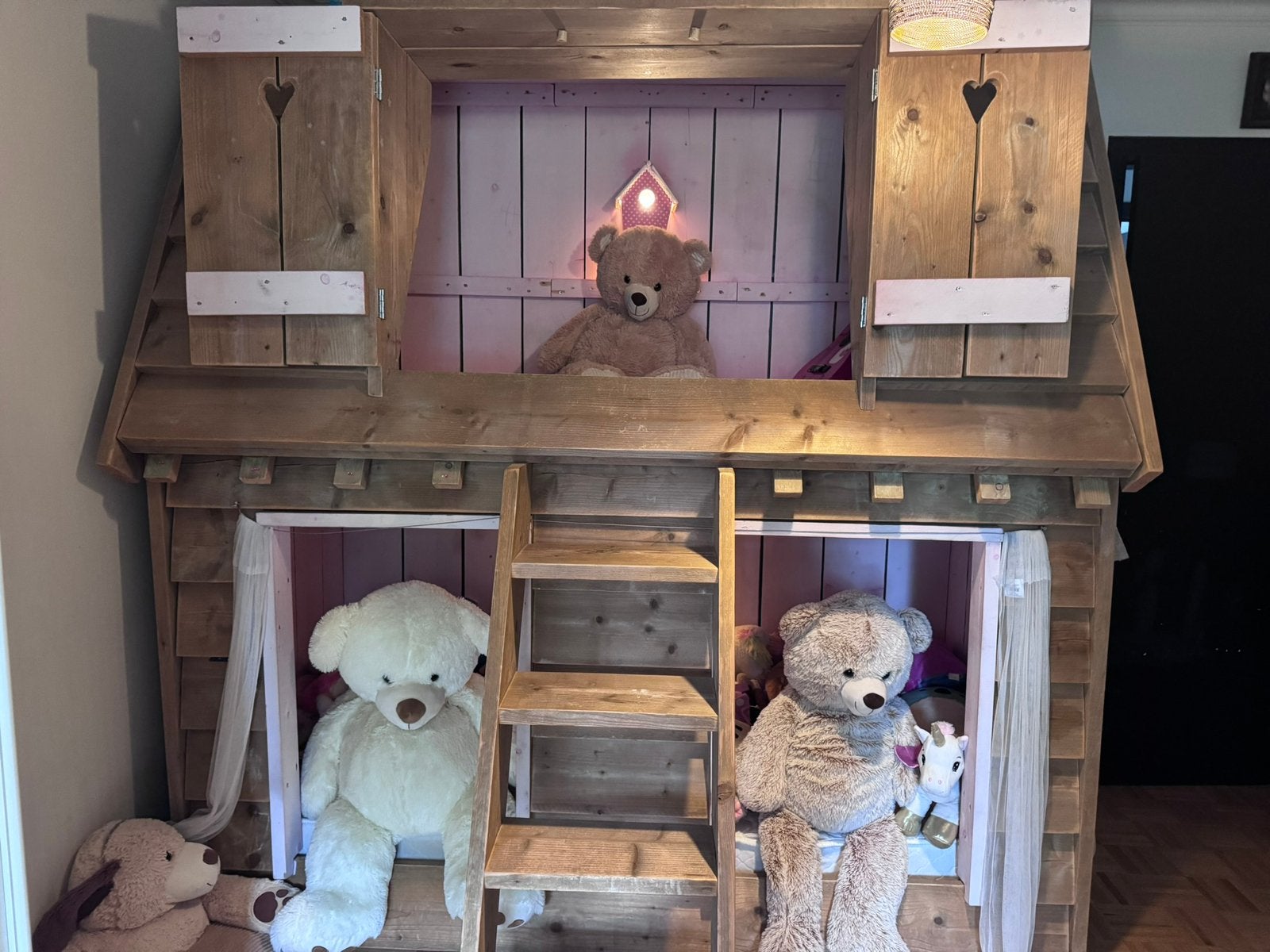 Bed huis, Kinderen en Baby's, Ophalen, Hoogslaper of Stapelbed, 180 cm of meer, 100 cm of meer