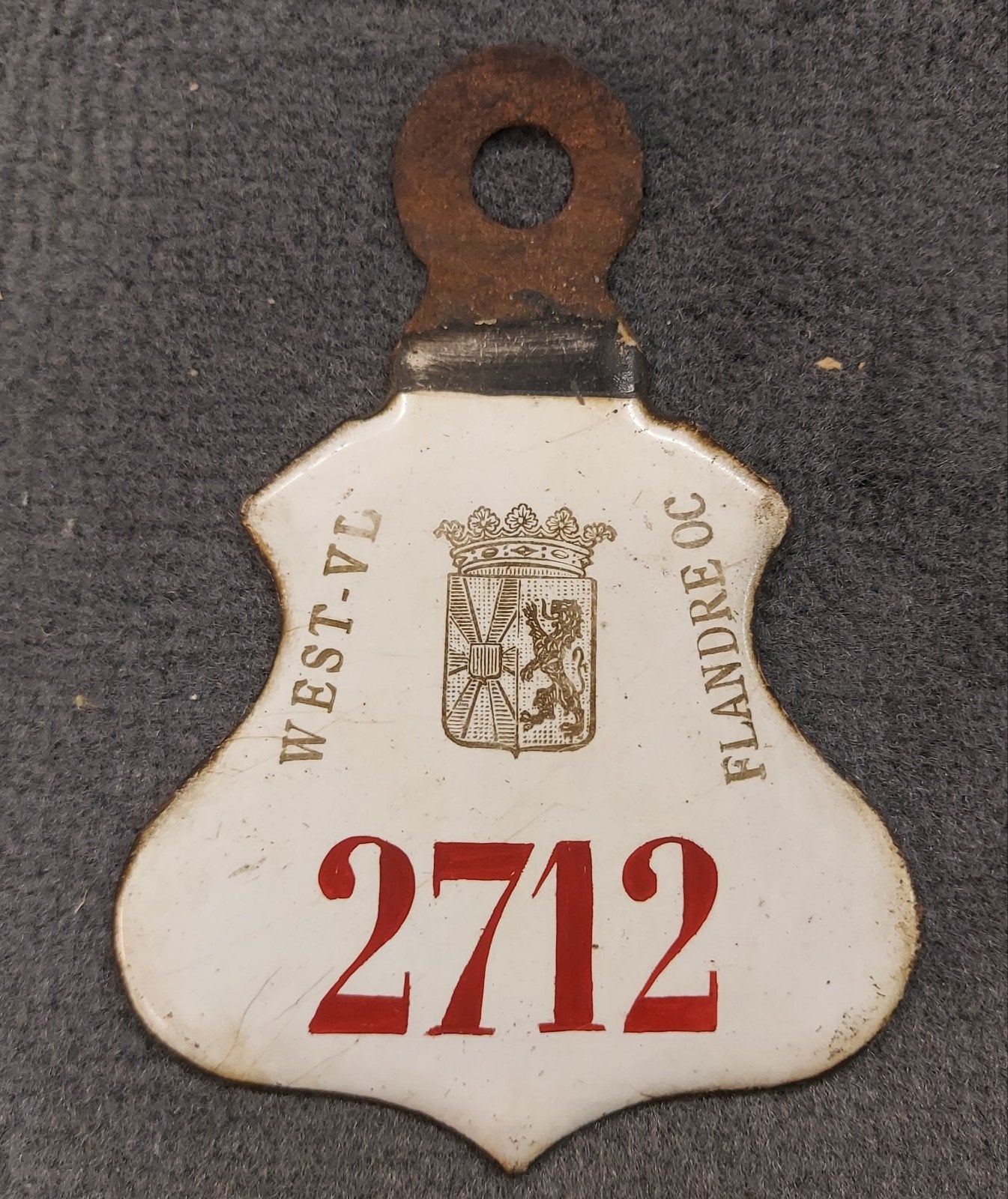 fietsplaat plaque de velo de 1898 West Vlaanderen, Collections, Enlèvement ou Envoi