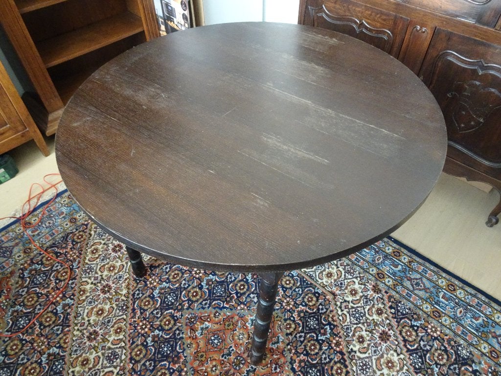 houten ronde tafel, Ophalen, Gebruikt, Rond, Vier personen