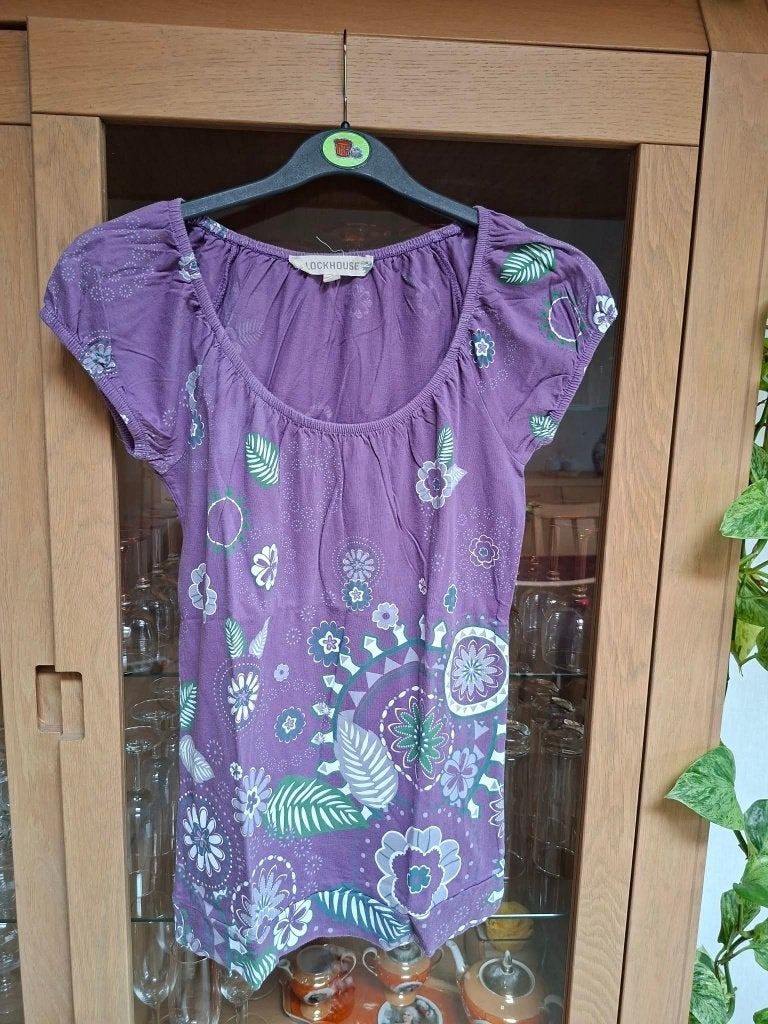 Clockhouse : T-shirt violet avec imprimé (petit), Manches courtes, Enlèvement ou Envoi, Taille 36 (S), Clockhouse