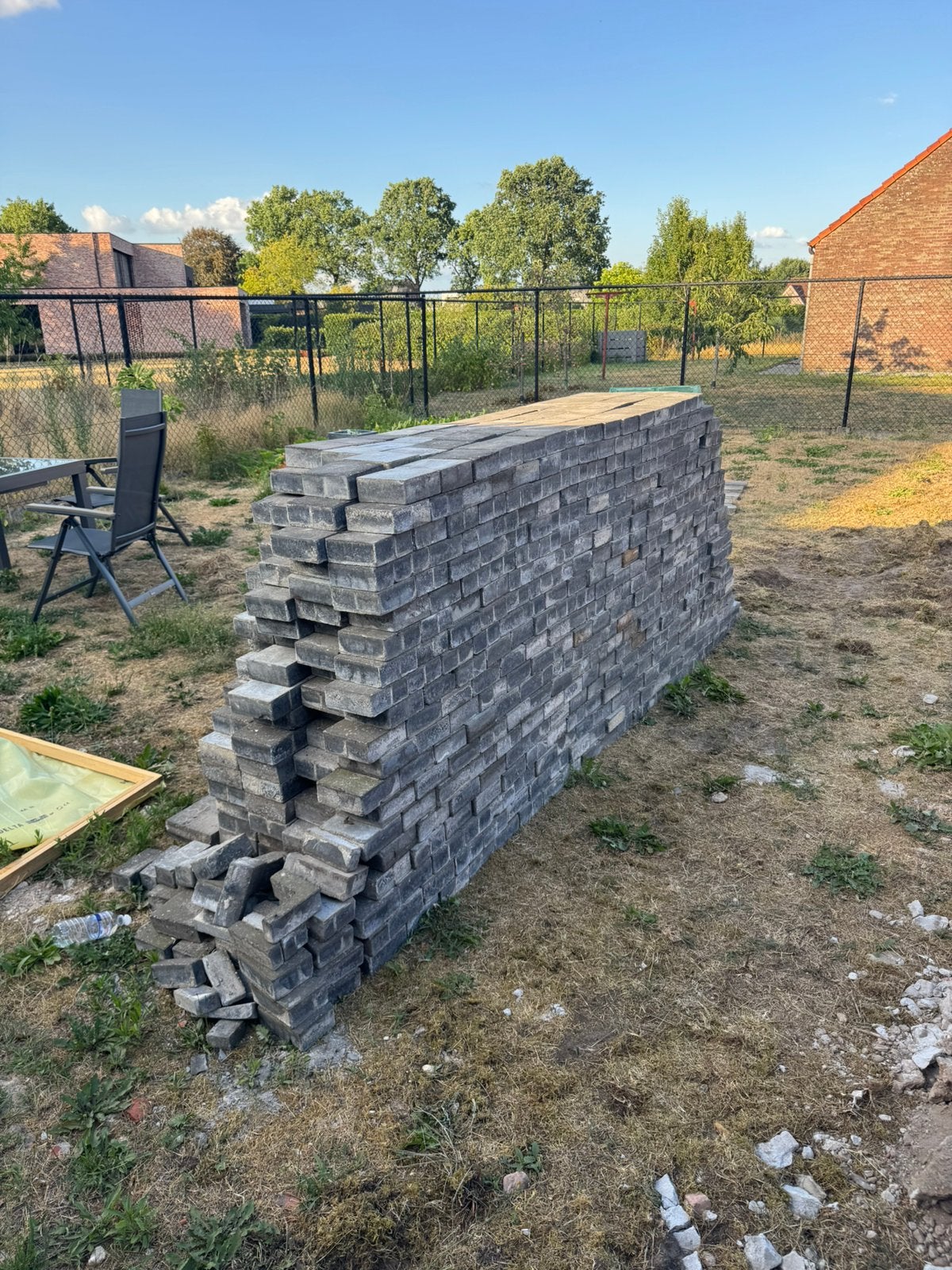 Stenen terras grijs 15x15x6, Tuin en Terras, Ophalen, Overige materialen, Gebruikt, Klinkers