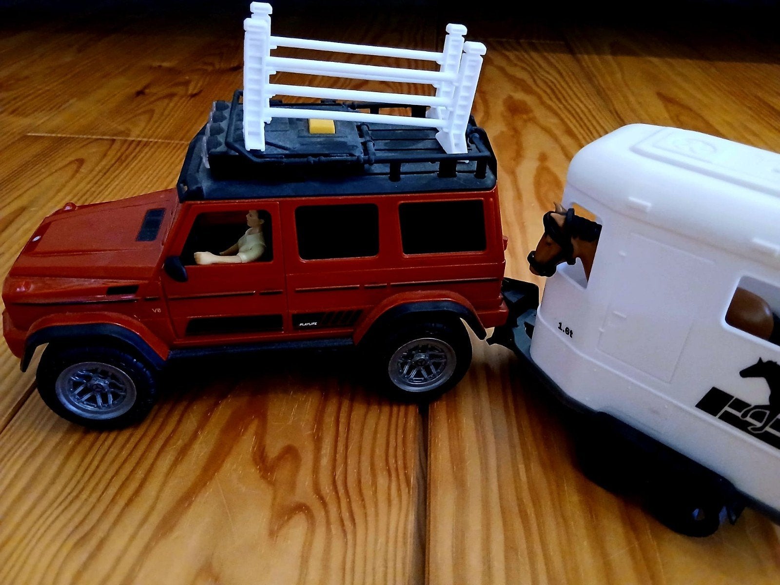 Auto met paardentrailer van Dickie Toys, Ophalen, Zo goed als nieuw