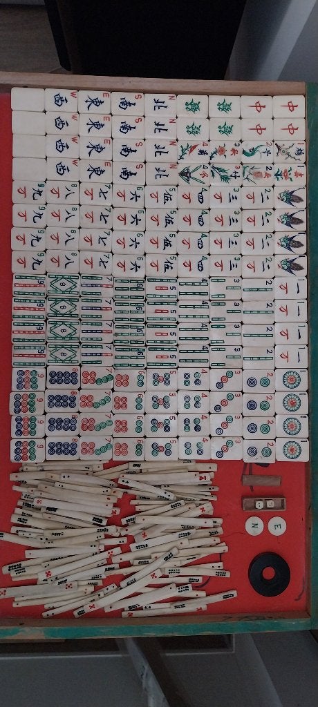 Authentique jeux de Mahjong Ancien ( c. 1920) - Complet, Enlèvement