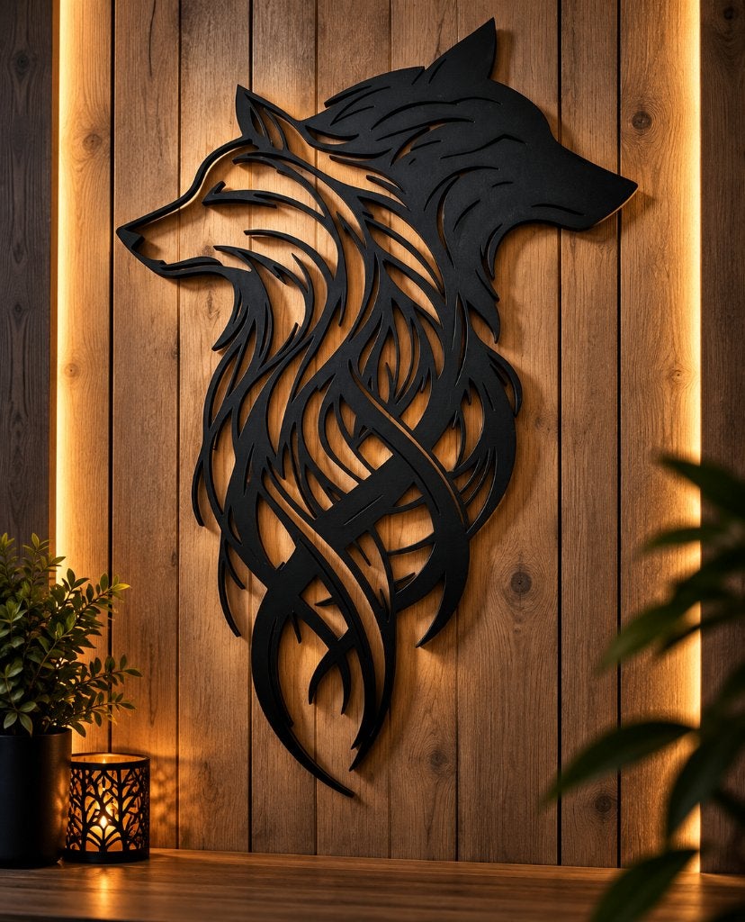 Unieke 3D-geprinte wolven wanddecoratie, Enlèvement, Comme neuf, Autres types