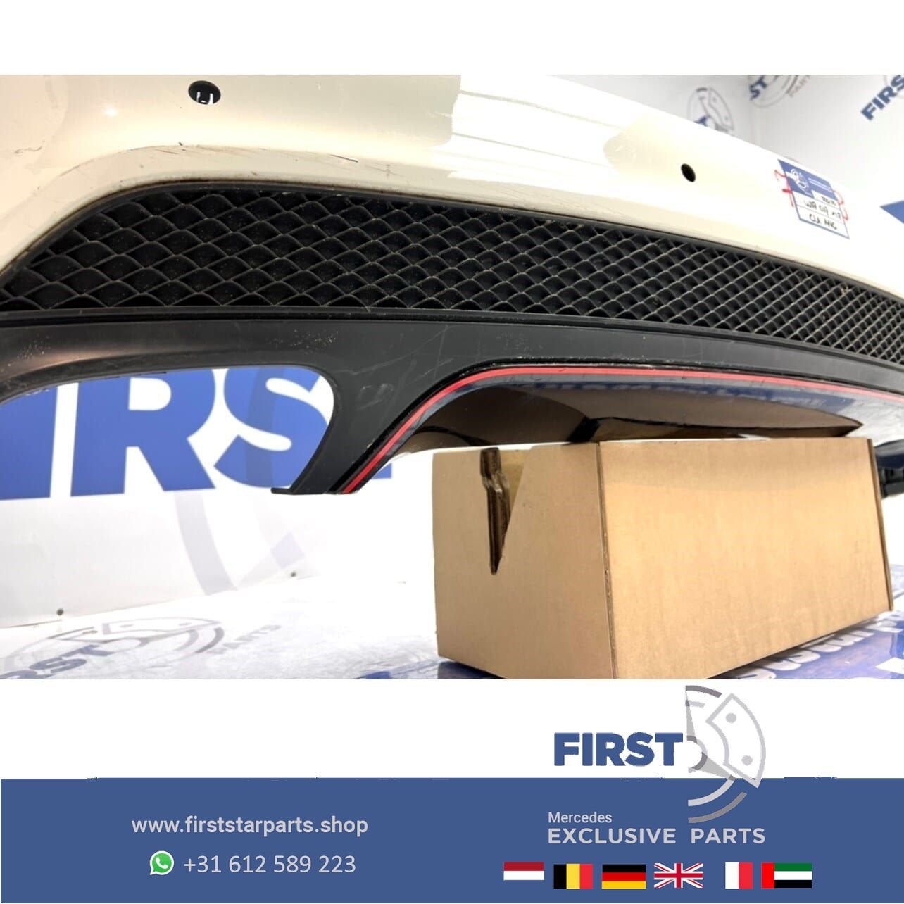 W117 CLA AMG ACHTERBUMPER WIT Mercedes C117 X117 2013-2018 O, Gebruikt, -, Voor, Ophalen of Verzenden