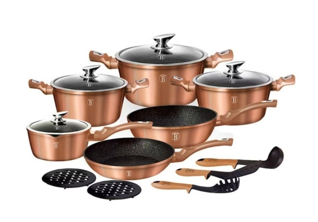 Set de cuisine Berlinger Haus 15 pieces, Maison & Meubles, Neuf, Inox, Autres types, Revêtement antiadhésif