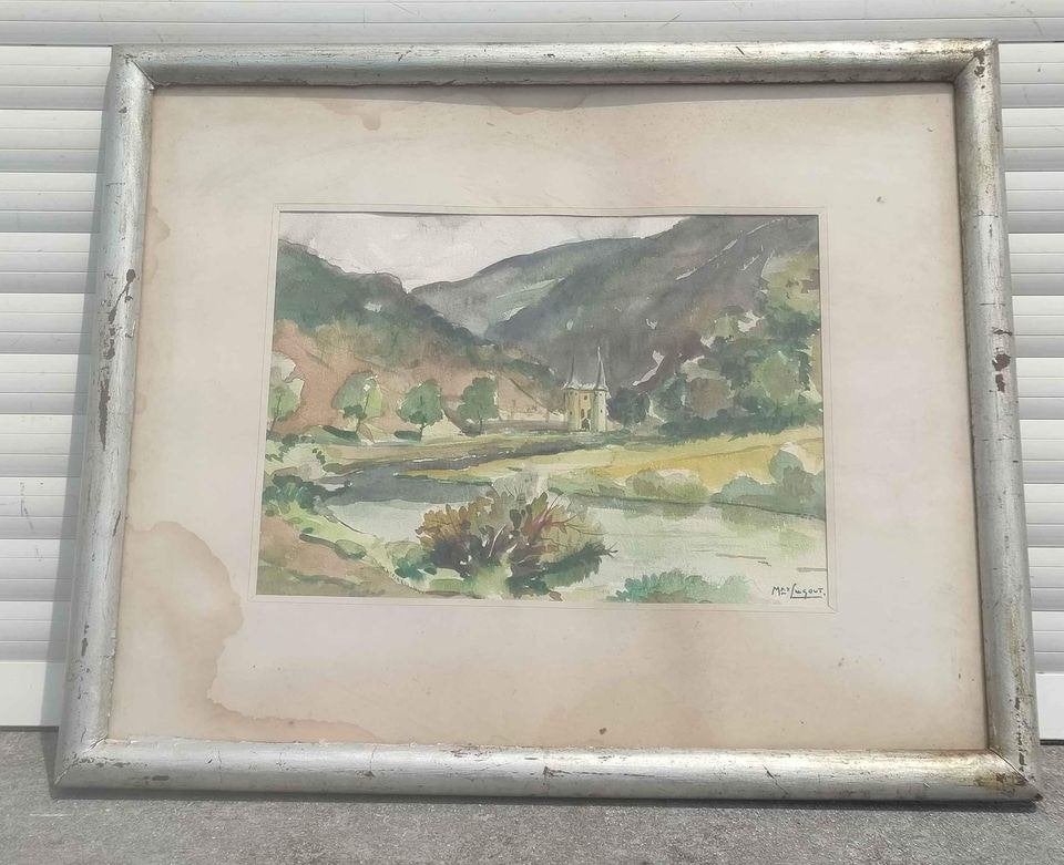 Aquarelle paysage signe max legout, Antiek en Kunst, Kunst | Schilderijen | Klassiek, Ophalen of Verzenden