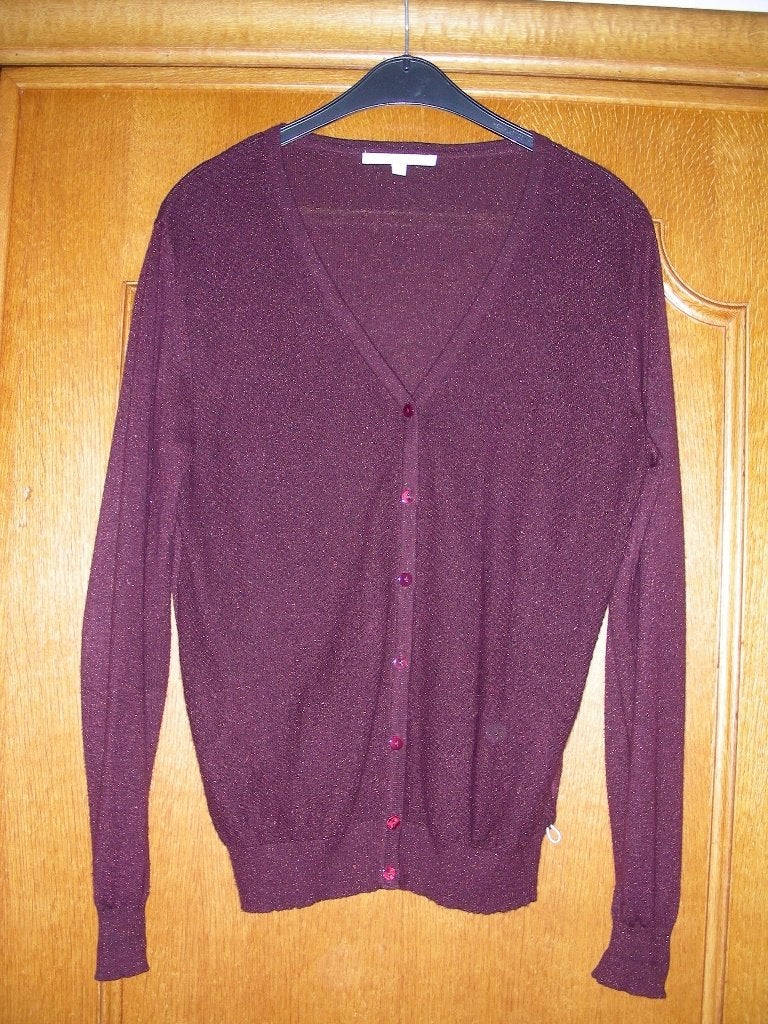 Aubergine cardigan met gouden spikkel, Four Roses, maat 38, Taille 38/40 (M), Enlèvement ou Envoi, Autres couleurs, Comme neuf