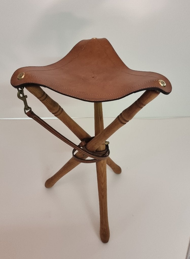 Tabouret en cuir véritable, 1 tabouret, Comme neuf, Enlèvement, 60 à 90 cm