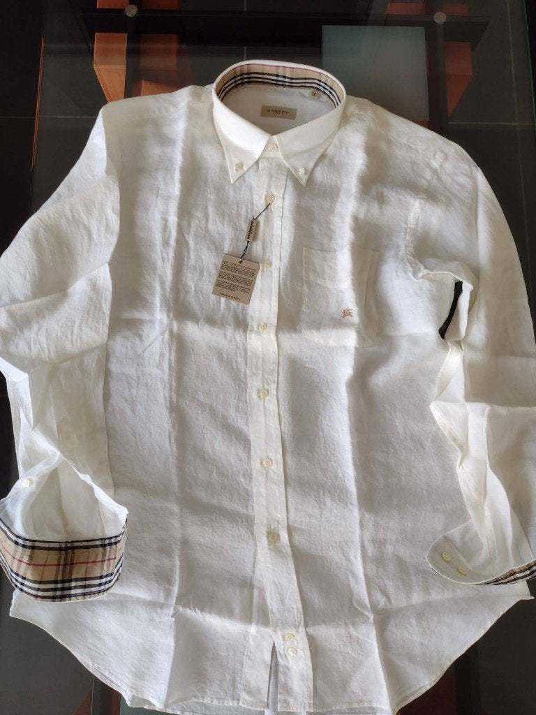 Burberry London - lin - 4 L - neuf avec étiquettes, Vêtements | Hommes, Chemises, Neuf, Tour de cou 41/42 (L), Blanc, Envoi
