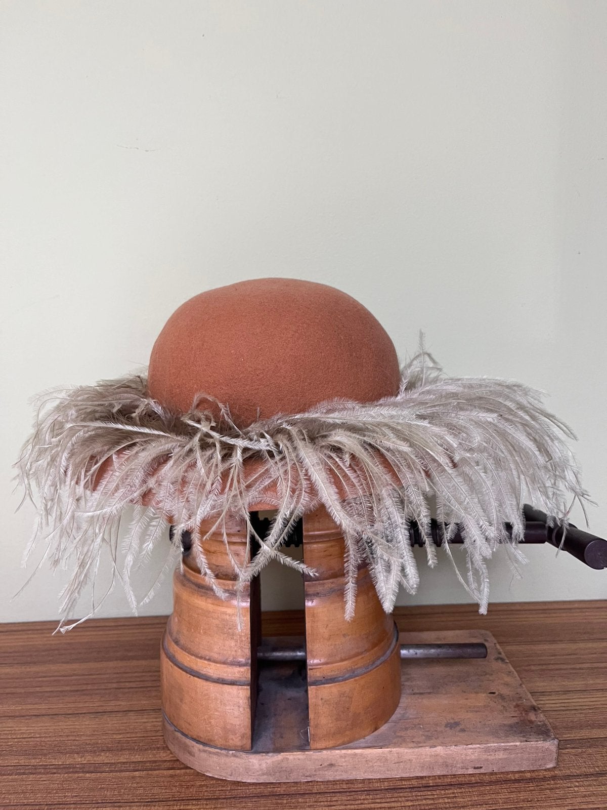 Chapeau en feutre beige cognac à plumes, Vêtements | Femmes, Chapeaux & Casquettes, Enlèvement ou Envoi, Comme neuf, 56 ou 57 cm (M, 7 ou 7⅛ pouces)