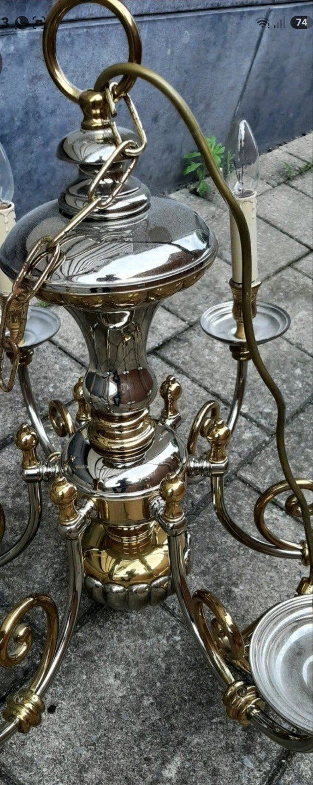 2 lustres vintage à 6 et 8 points lumineux,, Enlèvement