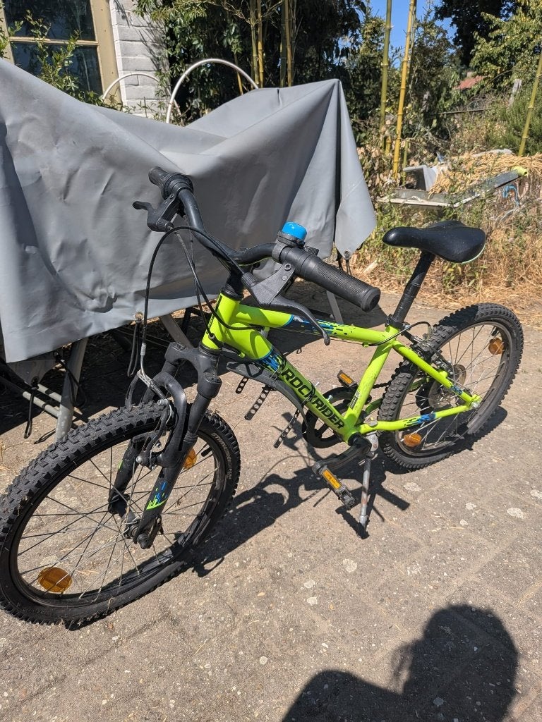 Decathlon Rockrider 20‑inch kinderfiets. fluogeel, Frein à main, Utilisé, Rockrider (Decathlon), 20 pouces