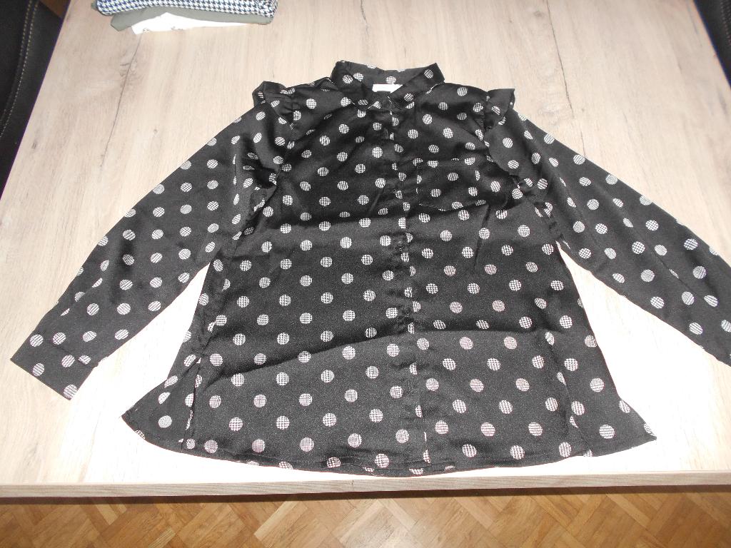zwart met witte bollen hemd maat 140, Kinderen en Baby's, Kinderkleding | Maat 140, Meisje, Overhemd of Blouse, Ophalen of Verzenden