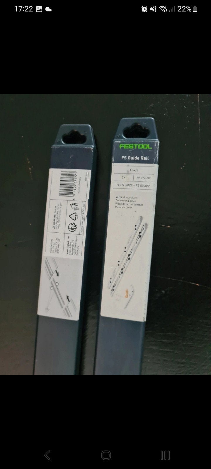 Verbindingsstuk voor geleiderail festool 2x2, Doe-het-zelf en Bouw, Ophalen of Verzenden, Nieuw